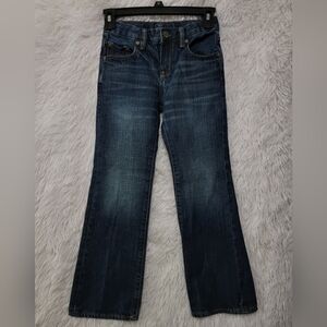 GAP Jean Boys 7 Reg  Dark Wash Boot Fit  Leg Jeans Adjustable Waist Strap